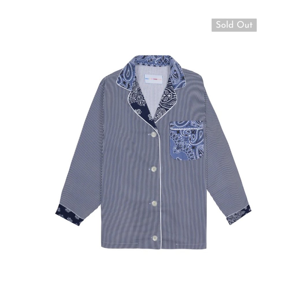 CALL IT BY YOUR NAME BLOUSE: Striped Shirt - Navy / Chambray